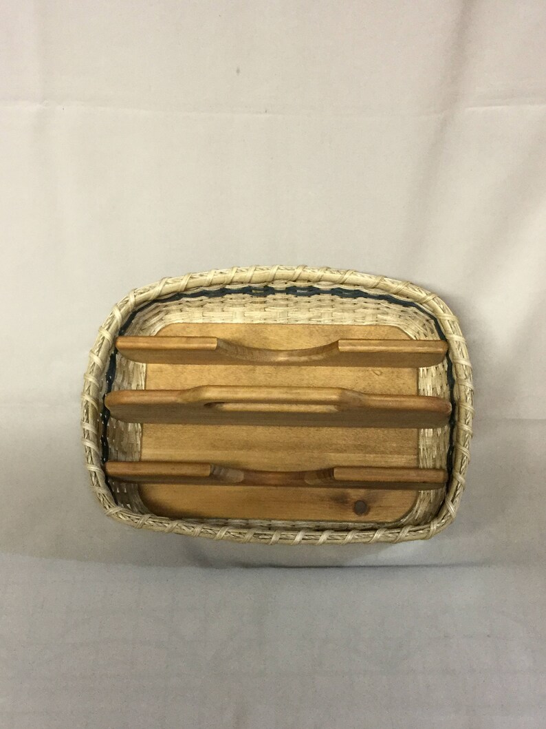 Rectangular Divided Basket Hand Woven Wood Base & Dividers Etsy