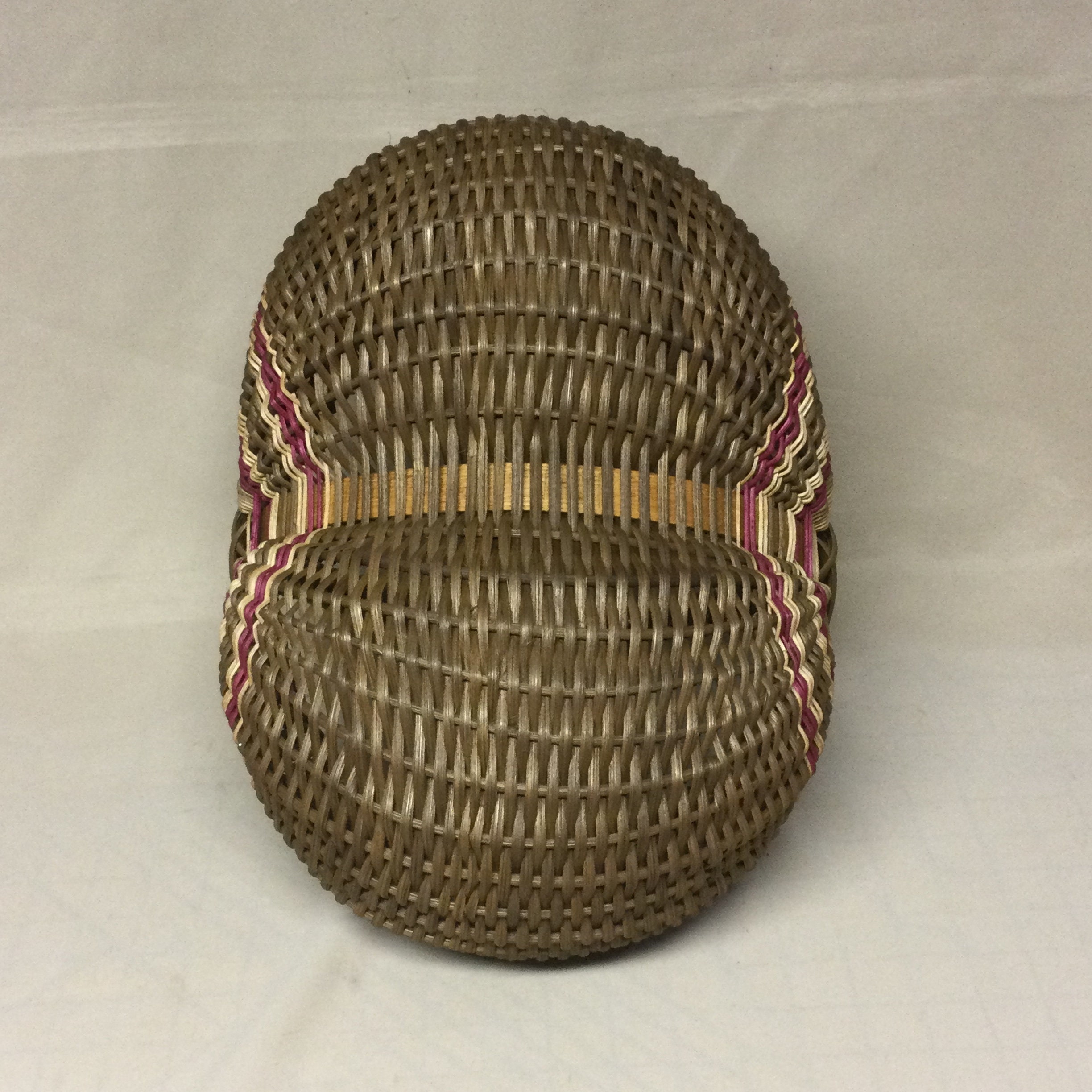 Large Round Hand Woven Egg Basket Brown with Dark Pink Etsy
