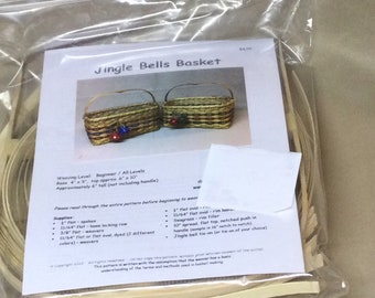 Basket Weaving KIT with Instructions to Weave the “Jingle Bells” Basket, Accent Color of Blue and Red