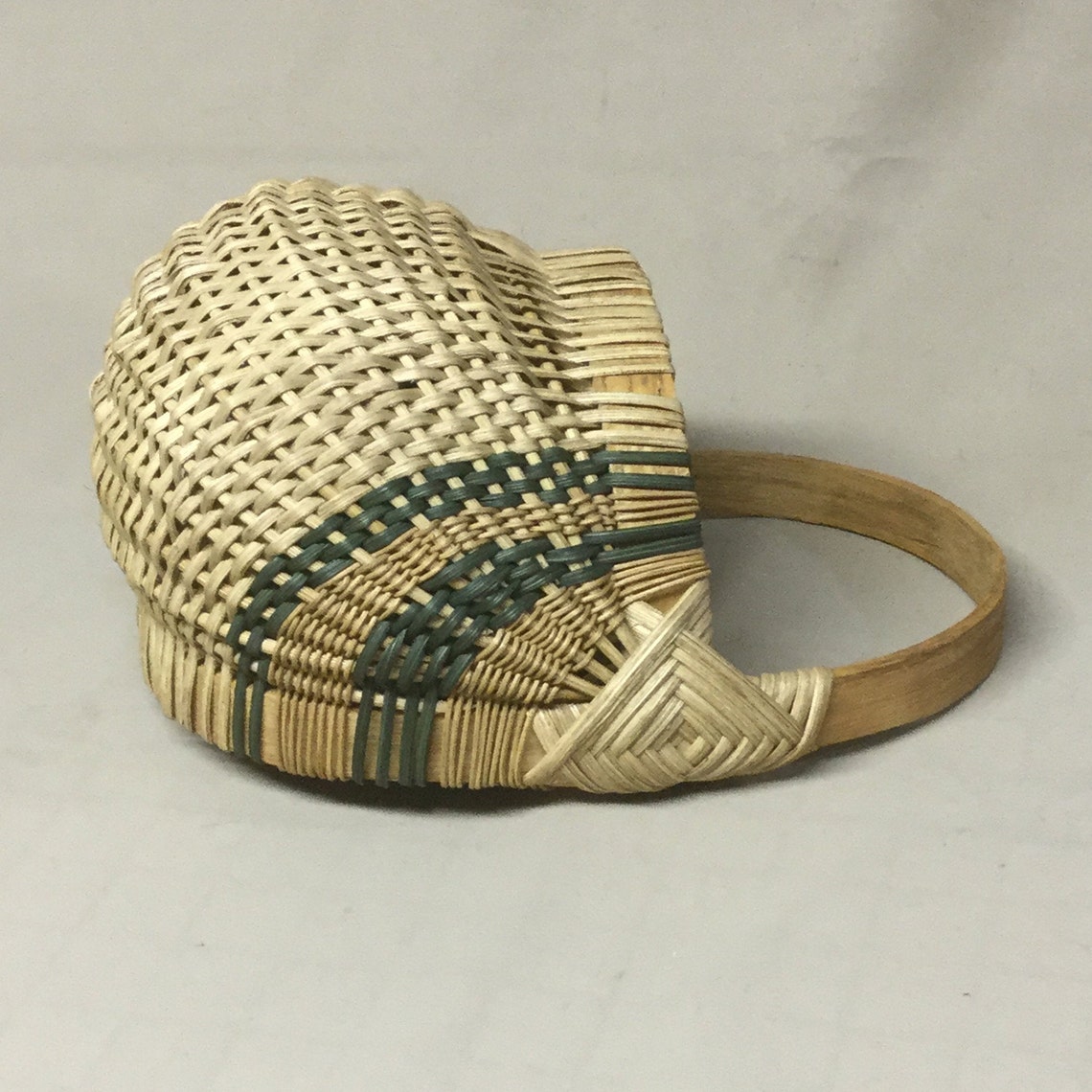Smaller Sized Hand Woven Key Basket with Green Accent Weaving Etsy