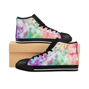 Galaxy Watercolor High Top Sneakers - Vibrant Cosmic Style Shoes for Men & Women