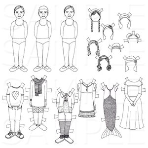 Color Your Own Paper Dolls -- Hand drawn paper dolls