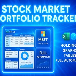 SimpleGrid | Ultimate Stock Market Portfolio Tracker | Smart Investment Excel Spreadsheet | Stocks, ETF, Savings, Crypto, REITs, EVERYTHING