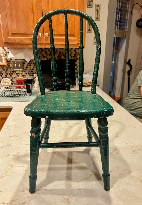 Vintage Children's Painted Spindle Back Chair ~ 24