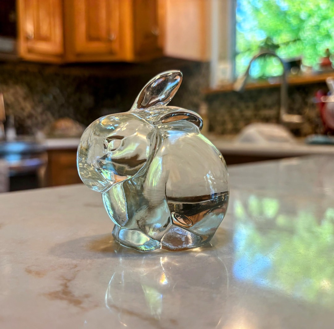 Vintage Fenton Art Glass Clear Bunny Rabbit Figurine/paperweight ...