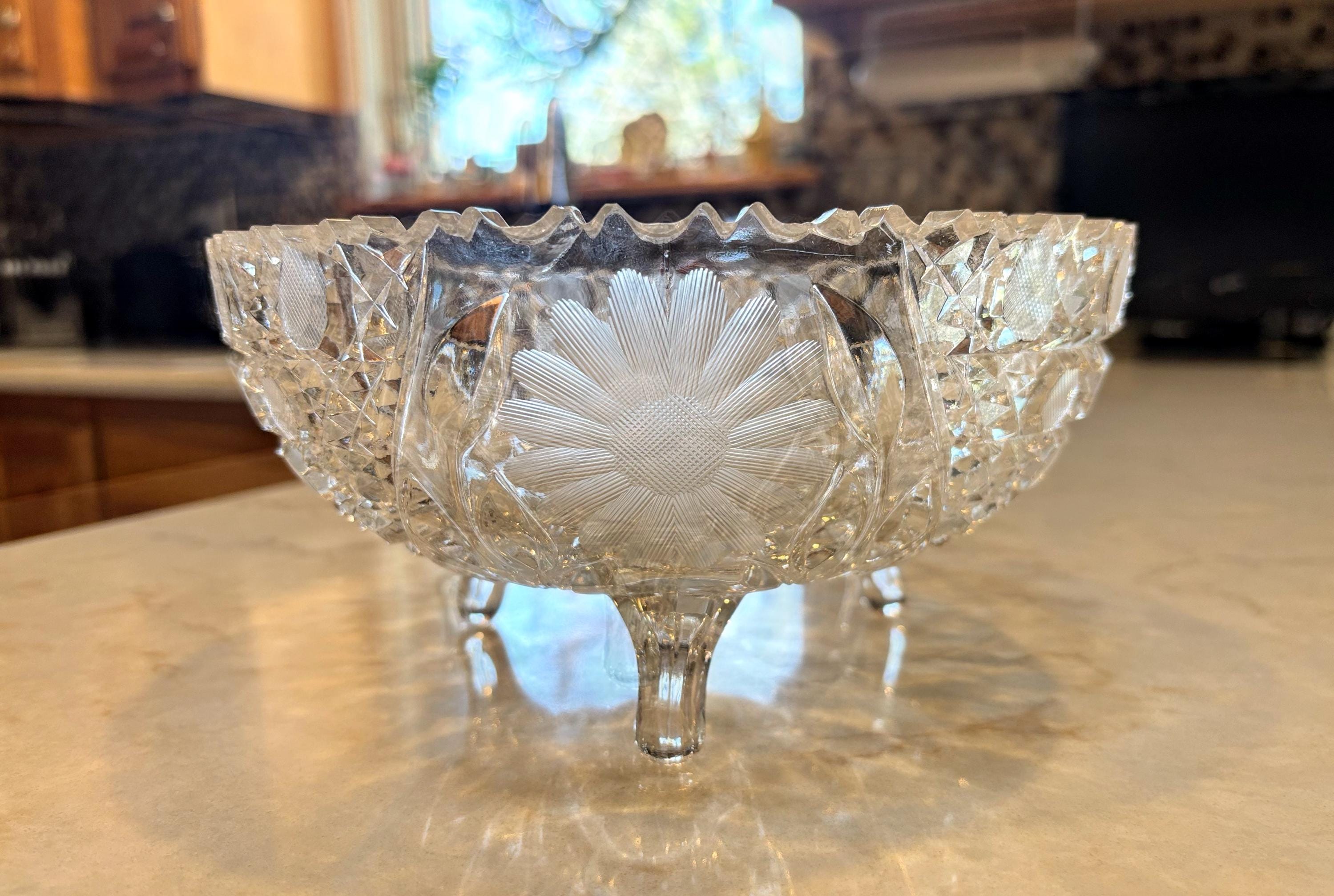Antique Sawtooth Crystal Bowl - Etsy
