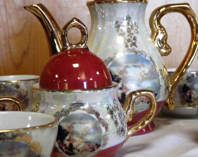 Antique 1930's English Children's Luster Ware 17 Piece China Tea Set Etsy