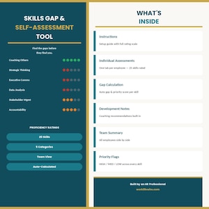 Skills Gap & Self-Assessment Tool for Managers and Employees - Excel Spreadsheet