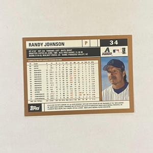 Tarjeta Topps Opening Day #34 de Randy Johnson de los Arizona Diamondbacks de 2002 imagen 2