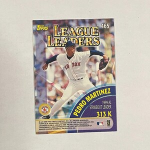 2000 Topps League Leaders #465 Randy Johnson Pedro Martinez Strikeout Card image 2