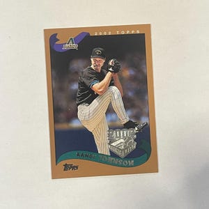 Tarjeta Topps Opening Day #34 de Randy Johnson de los Arizona Diamondbacks de 2002 imagen 1