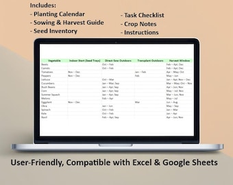 Zone 8 9 10 Vegetable Garden Planner 2025 • Editable Excel & Google-Sheets Bundle • Planting Calendar, Monthly Tasks and Seed Inventory