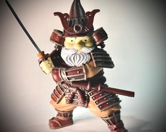Samurai Garden Gnome, Bonsai Decor, 9 Inch Tall Lawn Art