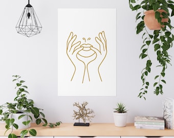 Elegant Minimalist Feminine Art Print | Gold Line Drawing | Wall Decor | Unique Gift for Home, Bedroom, Office