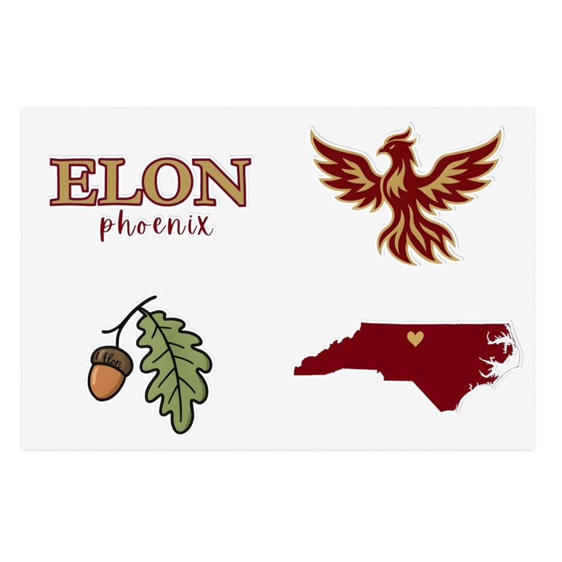 Elon University Sticker Sheets, College Decor, Student Gifts, Academic Accessories, Elon North Carolina, Unique Stickers image 2