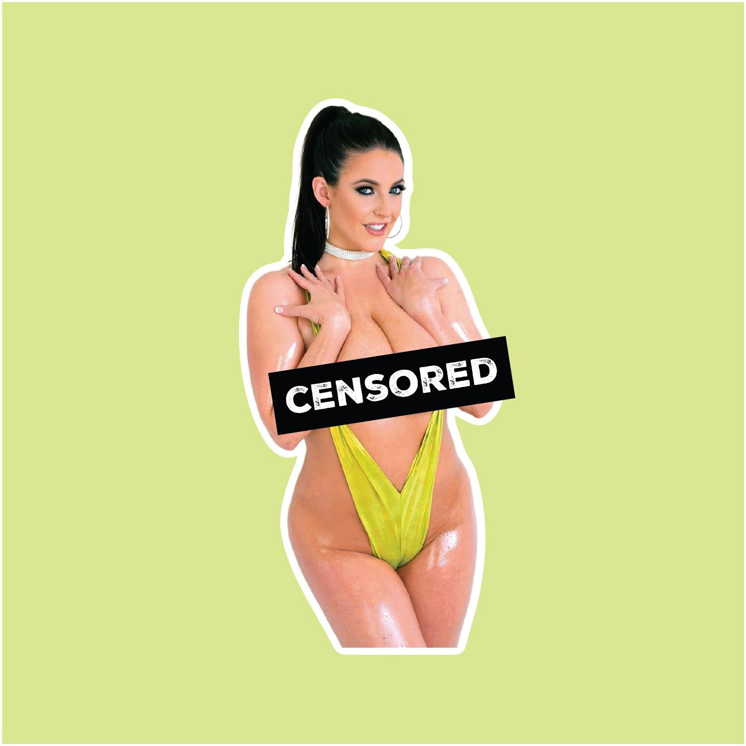 Sexy NSFW 4" Inch Oiled Up Angela White Die Cut Laminated Vinyl Sticker