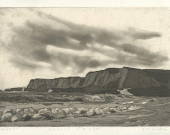 North Coast, Aquatint Etching of California Coast