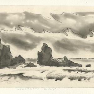 Western Edge, Original Landscape Etching image 1