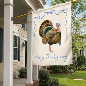 Coquette Thanksgiving Garden Banner, Fall Decor, Outdoor Flag,  Home & Garden Decoration