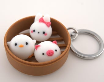 Customizable Animal Dim Sum Keychain – Kawaii Foodie Gift