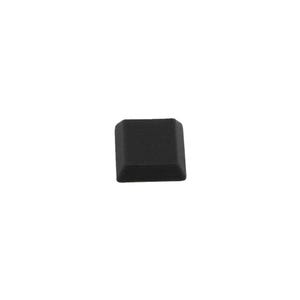 May include: A single, square, black keycap with beveled edges. The keycap is made of a matte material and is isolated against a white background. The keycap is a component of a keyboard.