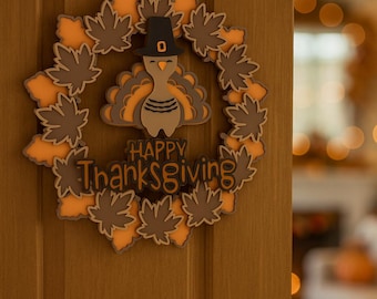 Thanksgiving Turkey Wreath - Fall Maple Leaf Door Decor