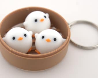 Duck Dim Sum Bun Keychain | Kawaii Plastic Charm