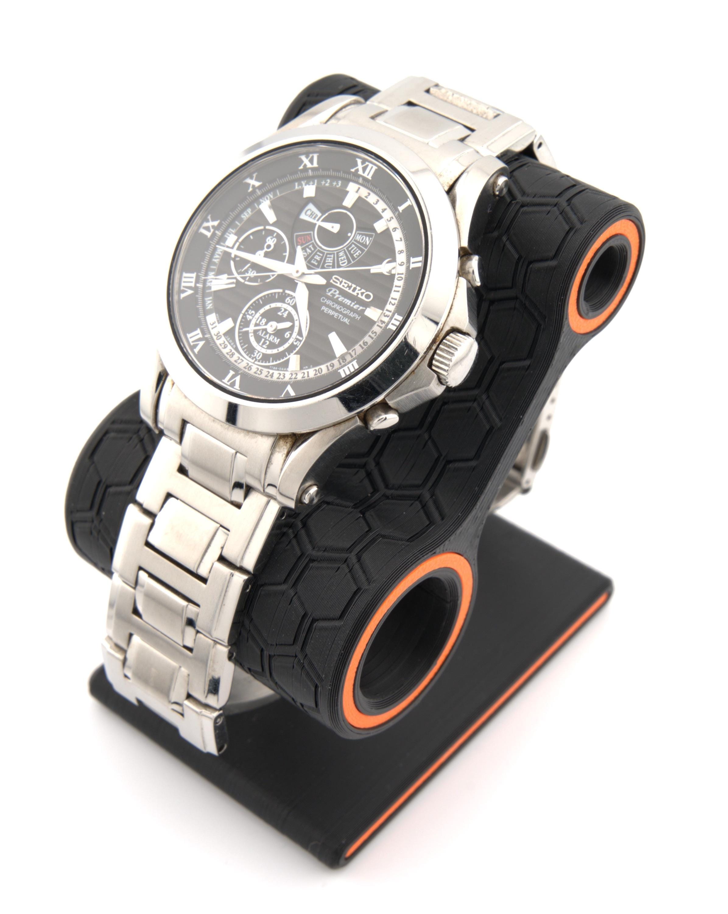 Luxury Watch Stand – S-Curve Holder Compatible with Rolex, Omega, Apple Watch | Anti-Scratch Cradle with Non-Slip Base
