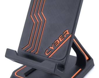 Cyber Phone Stand Holder – Geometric Desk Stand for iPhone & Android – Fits Thick Cases, Cable-Friendly
