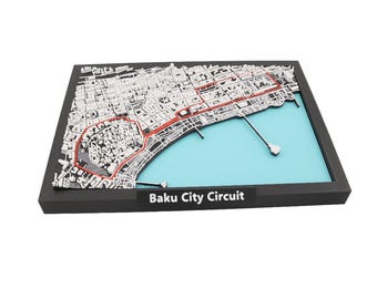 Baku City Circuit 3D Track Map – Framed Motorsport Art