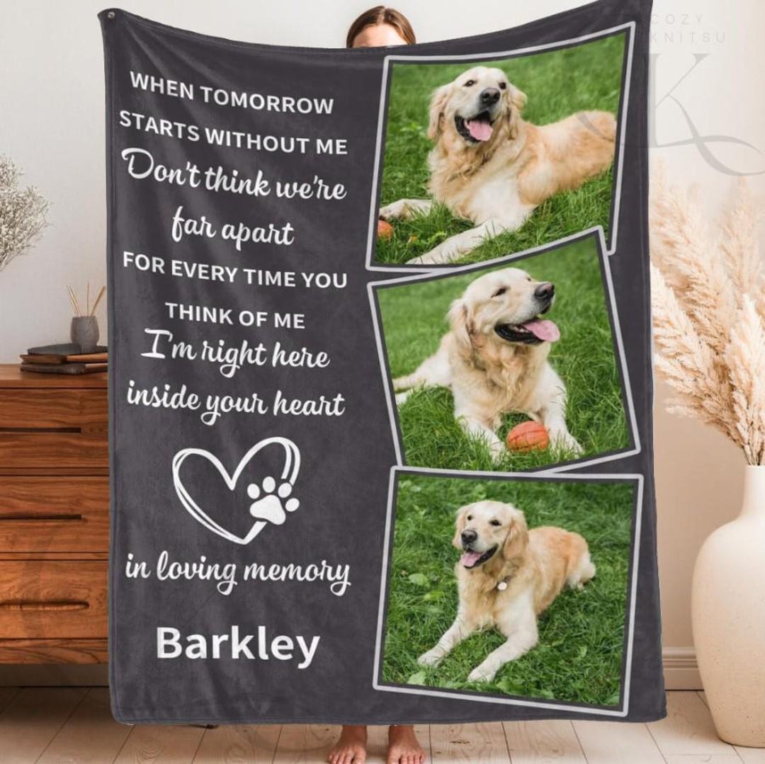 In Loving Memory Pet Blanket, Custom Dog Memorial Blanket With Photos ...