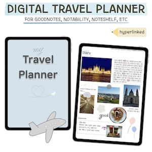 Digital Travel Planner | Hyperlinked Travel Journal | Travel Journal | Long Trip Planner | PDF for Notability & Noteshelf