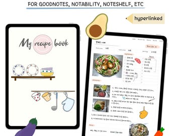 Libro de recetas digital: Libro de recetas con hipervínculos, Planificador para iPad (PDF)