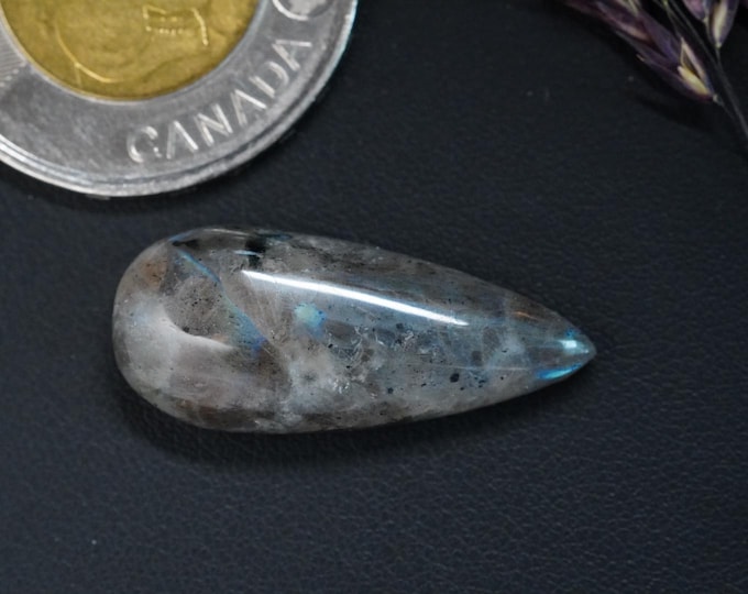 Pear-Shaped Labradorite Cabochon