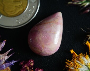 Pear Shaped Canadian Rhodonite Cabochon