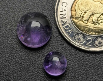 Set of Two Round Canadian Amethyst Cabochons