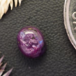 Corundum Ruby Cabochon, 8.0 x 6.5 mm Handmade Oval, from Newfoundland and Labrador, Canada