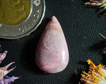 Pear Shaped Canadian Rhodonite Cabochon