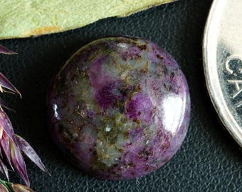 Round Canadian Corundum-Ruby Cabochon