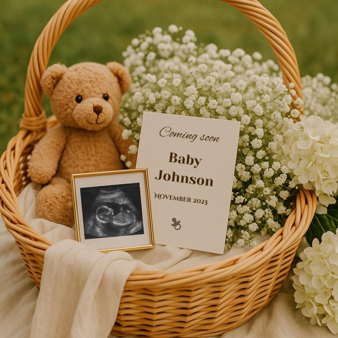 Editable Pregnancy Announcement Template, Canva Baby Reveal, Digital