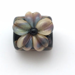 Lampwork Bead to fit Regaliz Leather - Raku Flower on Black Base