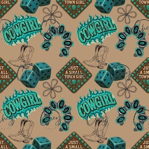 Just a small town girl cowgirl turquoise boots seamless file