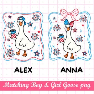 Custom Kids 4th of July png, Boy Girl Goose 4th of July png, Cute kids matching png, 4th of July png, America png, Patriotic Custom kids png