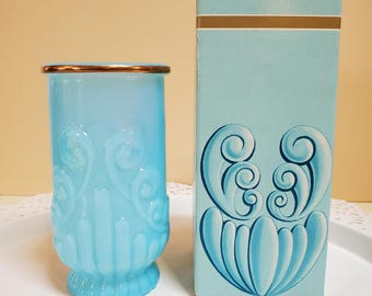 Avon Bristol Blue Tumbler, Drinking Glass, 1975 Original Box - Oak Hill Vintage