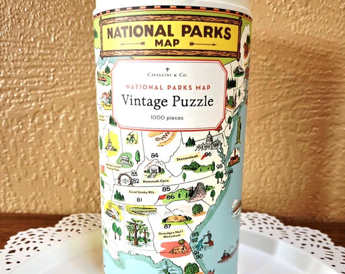 National Parks Map Puzzle, 1000 Jigsaw Pieces by Cavallini Co., USA