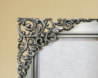 Holds 3 1/2 x 5 Photo Embossed Filigree Oak Hill Vintage Lot CC Matching Pair Silver Gray Metal Picture Frame