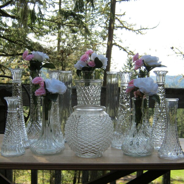 Set of 15 Clear Glass Vases - Lot 4