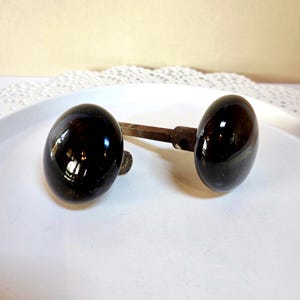 Antique Black Porcelain Doorknobs and Connecting Shaft - Oak Hill Vintage LotA