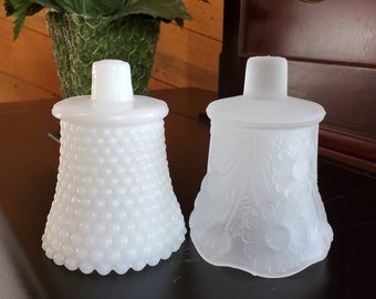 Choose One Votive Candle Holder, Frosted Flower Daisy or White Milk Glass Hobnail, Cup Insert - Oak Hill Vintage