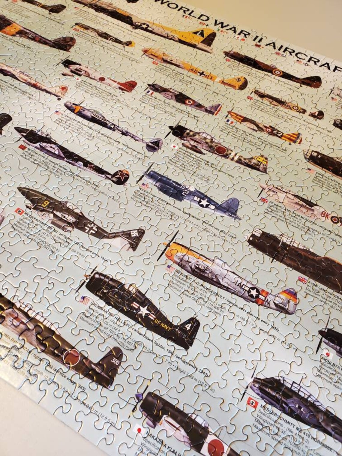 World War II Aircraft Puzzle 1000 Jigsaw Pieces Fighter Etsy